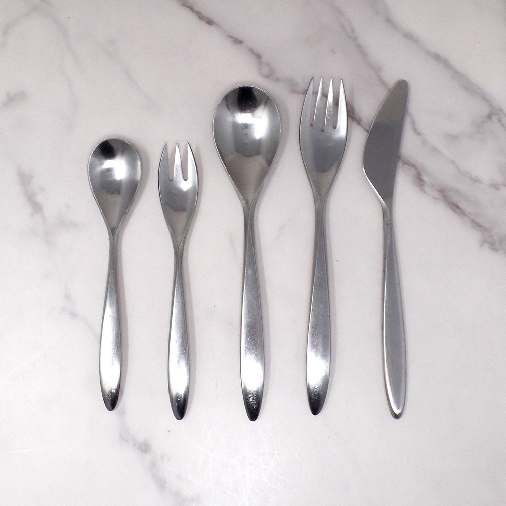 Vintage Wusthof Dreizack Pamir Stainless Steel MCM Flatware, 5 pc Place Setting